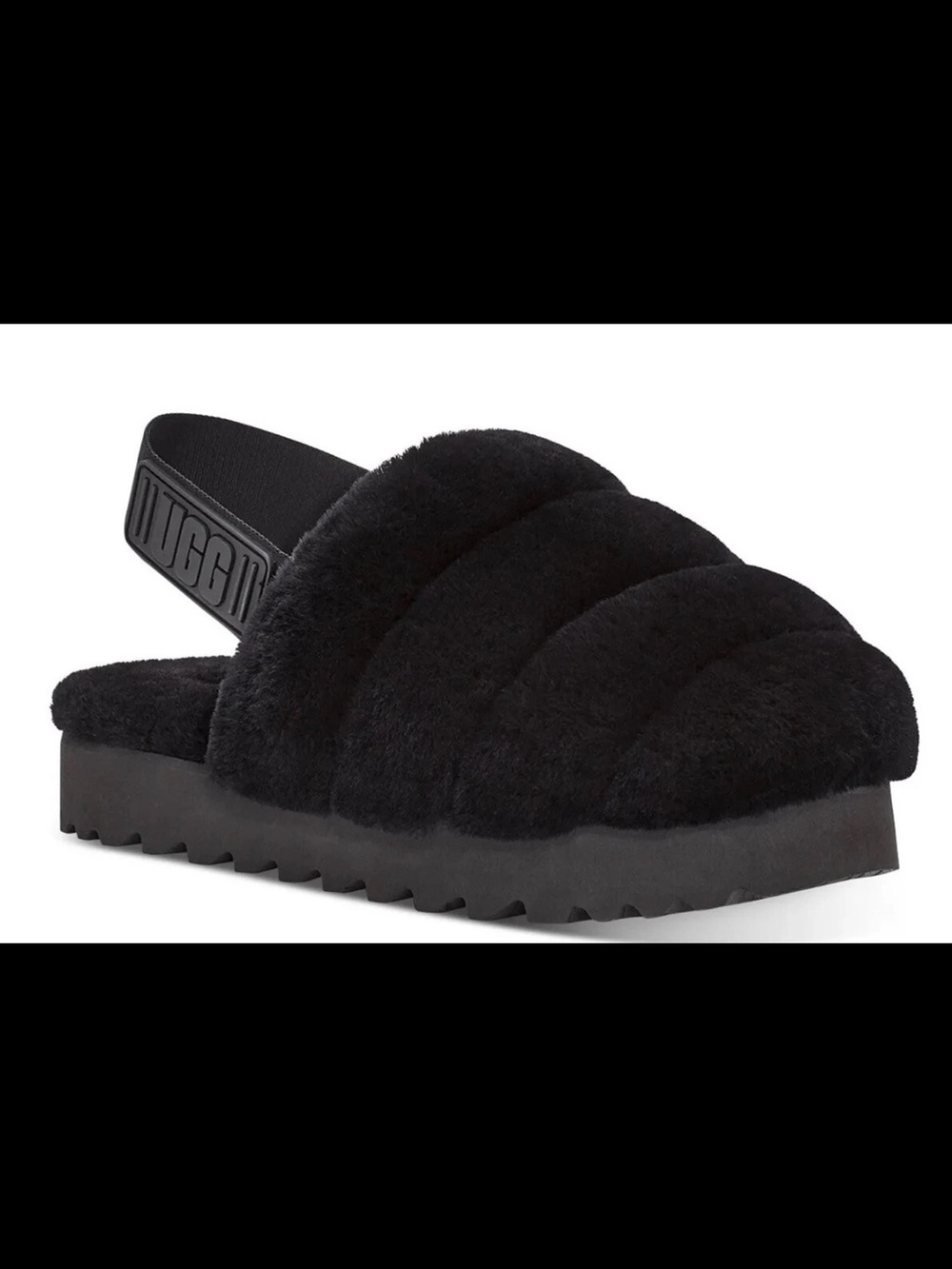 UGG Super Fluff Sheepskin Slipper in Black Size 8